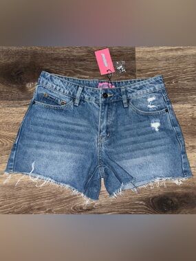 NWT💕Edikted Scottie Low Rise Denim Shorts in Blue Size S